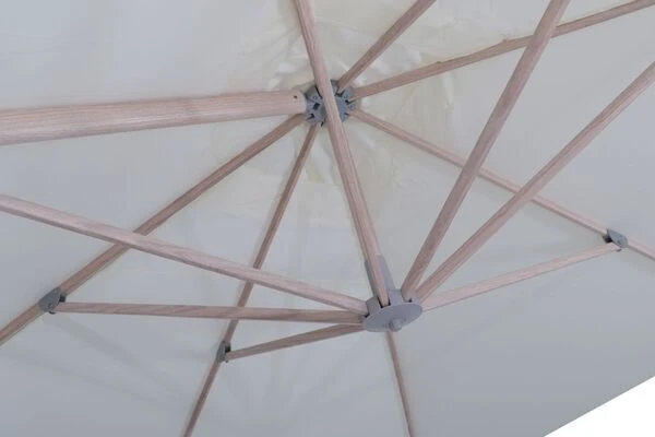 OUTFLEXX Ampelschirm, Creme, Aluminium In Holzoptik, 400x300cm, Inkl. Plattenständer 12 OUTFLEXX Ampelschirm, Creme, Aluminium In Holzoptik, 400x300cm, Inkl. Plattenständer – Bild 10