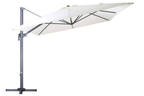 OUTFLEXX Ampelschirm, Anthrazit/creme, Pulverbesch. Aluminium, 400x300cm, Inkl. Plattenständer 13 OUTFLEXX Ampelschirm, Anthrazit/creme, Pulverbesch. Aluminium, 400x300cm, Inkl. Plattenständer – Bild 11