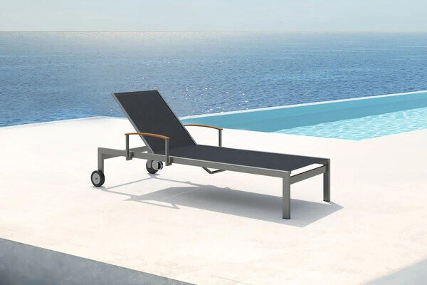 OUTFLEXX Rollliege, Schwarz, Edelstahl/Textilene, Mit Gasfeder, 195,5x74x35cm 3 OUTFLEXX Rollliege, Schwarz, Edelstahl/Textilene, Mit Gasfeder, 195,5x74x35cm