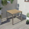 OUTFLEXX Esstisch, Silber/natur, Edelstahl/ Recyceltes FSC®-Teakholz, 90x90cm, Rustikal Gebürstet -Ausgewählte Geschäfte Für Garten- Und Outdoor-Produkte 15860 6.jpg