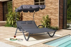 OUTFLEXX Doppelliege, Anthrazit, Polyester/Stahl Pulverbeschichtet, 205x138x34cm, Inkl. Nackenkissen, Rollbar -Ausgewählte Geschäfte Für Garten- Und Outdoor-Produkte 16102 01.jpg