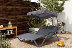 OUTFLEXX Doppelliege, Anthrazit, Polyester/Stahl Pulverbeschichtet, 205x138x34cm, Inkl. Nackenkissen, Rollbar -Ausgewählte Geschäfte Für Garten- Und Outdoor-Produkte 16102 02.jpg