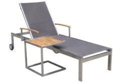 OUTFLEXX Sonnenliegen-Set, Taupe, Edelstahl/FSC-Teak, 195,5x74x35cm, Mit Armlehnen, Inkl. Beistelltisch 45x45cm -Ausgewählte Geschäfte Für Garten- Und Outdoor-Produkte 1 16547.jpg