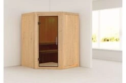 KARIBU Systemsauna Larin, Fichtenholz 68mm, Eckeinstieg, Ca. 2m²