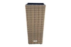 Neue Produkte 15 Ploß Rabida Pflanzgefäß, Champagner-meliert, Polyrattan, Konisch, 28x28x60 Cm, Kunststoffeinsatz