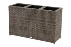 Ploß Rocking Pflanzgefäß, Grau/braun-meliert, Polyrattan, 113x40x70 Cm, Mit 3 Kunststoffeinsätzen