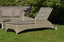 Ploß Rabida Comfort Rollliege, Champagner-meliert, Polyrattan, 198x68x44cm, Verstellbar, Hohe Sitzhöhe