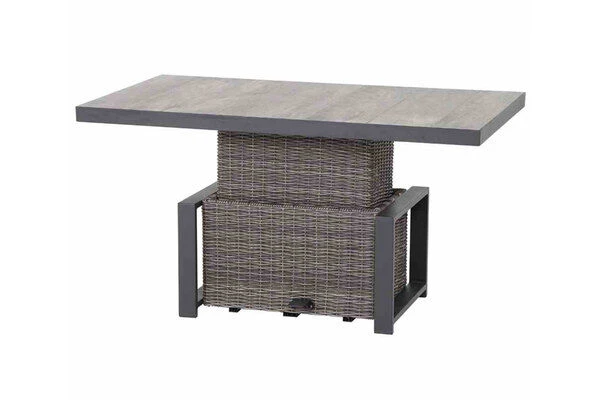 SIENA GARDEN Corido Lifttisch, Charcoal, Alu / Gardino®-Geflecht, 130x75x47-71 Cm, Stufenlos Verstellbar