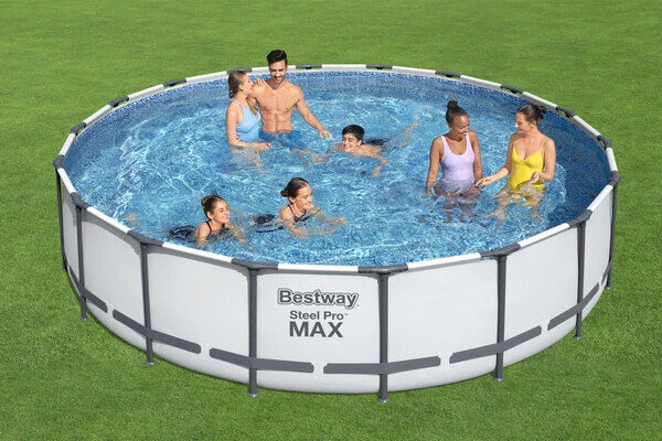 BESTWAY Steel Pro MAX Pool Komplett-Set, Grau, DuraPlus, Ø549x122cm, Mit Filterpumpe, Leiter, Abdeckplane 3 BESTWAY Steel Pro MAX Pool Komplett-Set, Grau, DuraPlus, Ø549x122cm, Mit Filterpumpe, Leiter, Abdeckplane