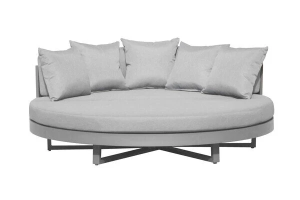OUTFLEXX Willis Loungebett, Hellgrau, Alu/Polyester, Ø175 X 60cm, Runde Sonneninsel, Inkl. Kissen 4 OUTFLEXX Willis Loungebett, Hellgrau, Alu/Polyester, Ø175 X 60cm, Runde Sonneninsel, Inkl. Kissen – Bild 2