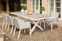 SIENA GARDEN Sincro Ausziehtisch, Matt Weiß-grau/washed Grey, Alu/Keramik, 200/260x100 Cm, Synchroner Auszugsmechanismus -Ausgewählte Geschäfte Für Garten- Und Outdoor-Produkte 21998 1.jpg