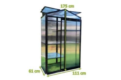 OUTFLEXX Gewächshaus, Schwarz, Alu/Polycarbonat, 111x61x175cm, Pulverbeschichtet -Ausgewählte Geschäfte Für Garten- Und Outdoor-Produkte 22273 mass.jpg
