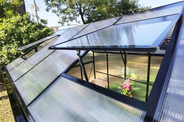 OUTFLEXX Gewächshaus, Schwarz, Alu/Polycarbonat, 433x250x228cm, Pulverbeschichtet 13 OUTFLEXX Gewächshaus, Schwarz, Alu/Polycarbonat, 433x250x228cm, Pulverbeschichtet – Bild 11