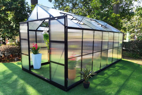 OUTFLEXX Gewächshaus, Schwarz, Alu/Polycarbonat, 433x250x228cm, Pulverbeschichtet 8 OUTFLEXX Gewächshaus, Schwarz, Alu/Polycarbonat, 433x250x228cm, Pulverbeschichtet – Bild 6