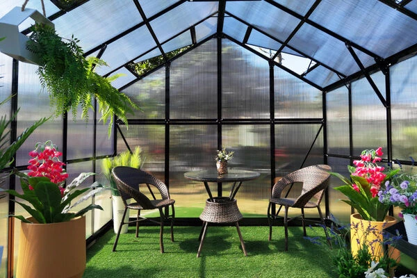 OUTFLEXX Gewächshaus, Schwarz, Alu/Polycarbonat, 433x250x228cm, Pulverbeschichtet 9 OUTFLEXX Gewächshaus, Schwarz, Alu/Polycarbonat, 433x250x228cm, Pulverbeschichtet – Bild 7