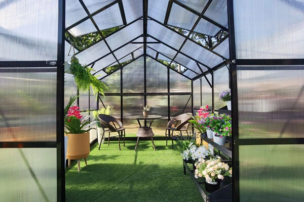 OUTFLEXX Gewächshaus, Schwarz, Alu/Polycarbonat, 433x250x228cm, Pulverbeschichtet 11 OUTFLEXX Gewächshaus, Schwarz, Alu/Polycarbonat, 433x250x228cm, Pulverbeschichtet – Bild 9