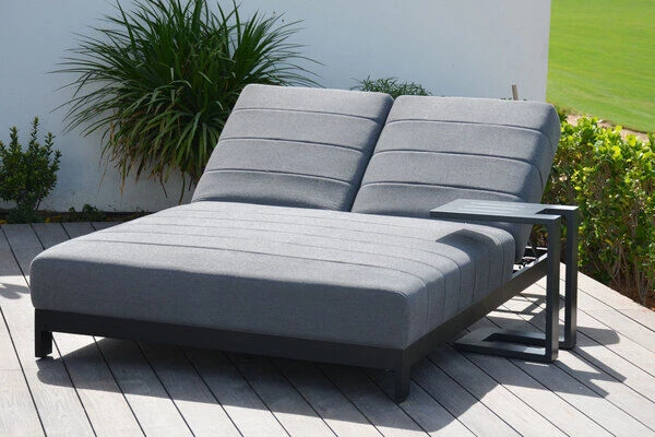 OUTFLEXX Doppelliegen, Anthrazit/flanelle, Alu/Sunbrella, 203x143x40/100, Höhenverstellbare Rückenlehne 3 OUTFLEXX Doppelliegen, Anthrazit/flanelle, Alu/Sunbrella, 203x143x40/100, Höhenverstellbare Rückenlehne