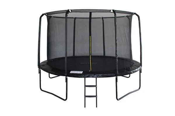 OUTTECH Pole Trampolin, Schwarz, Metallsprungfedern, Stahlgestänge, Ø 365 Cm, Mit Sicherheitsnetz Und Leiter 3 OUTTECH Pole Trampolin, Schwarz, Metallsprungfedern, Stahlgestänge, Ø 365 Cm, Mit Sicherheitsnetz Und Leiter