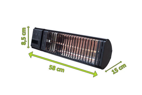 OUTTECH Heizstrahler, Schwarz, Aluminium, 58x15xcm, Wassergeschützt, Fernbedienung Mit 2 Stufen 7 OUTTECH Heizstrahler, Schwarz, Aluminium, 58x15xcm, Wassergeschützt, Fernbedienung Mit 2 Stufen – Bild 5