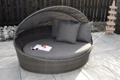 OUTFLEXX Sonneninsel, Grau, Polyrattan/Olefin, 187x146x75/131, Verstellbares Dach