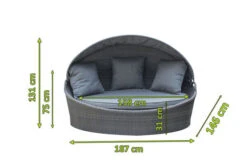 OUTFLEXX Sonneninsel, Grau, Polyrattan/Olefin, 187x146x75/131, Verstellbares Dach -Ausgewählte Geschäfte Für Garten- Und Outdoor-Produkte 23404 5.jpg