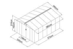 OUTTECH Gerätehaus, Anthrazit, Stahl, 340 X 382 X 210 Cm, Schiebetüren, Inkl. Lüftungsgitter -Ausgewählte Geschäfte Für Garten- Und Outdoor-Produkte 24394 5.jpg