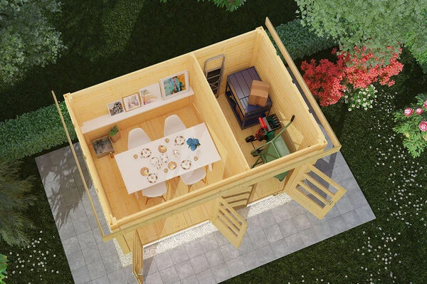 KARIBU Gartenhaus Schönbuch, Fichtenholz 38 Mm, Naturbelassen 4 KARIBU Gartenhaus Schönbuch, Fichtenholz 38 Mm, Naturbelassen – Bild 2