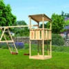 KARIBU Anna Turm, Naturbelassen, Nordische Fichte, 415x264x270cm, Mit Gerüst Und Doppelschaukel