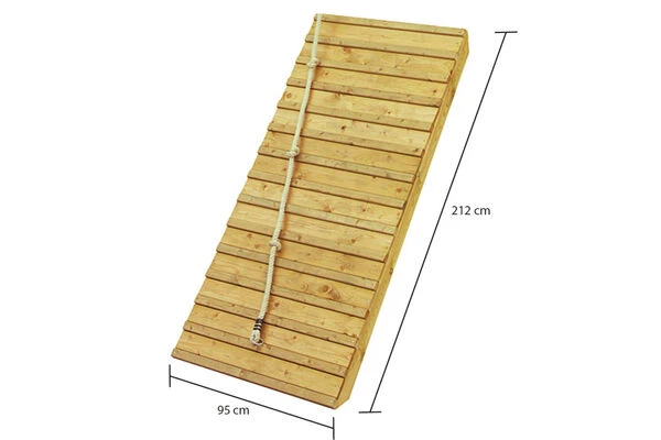 KARIBU Benjamin Stelzenhaus, Terragrau, Nordische Fichte, 198x244x309cm, Mit Rutsche Blau Und Holzrampe 5 KARIBU Benjamin Stelzenhaus, Terragrau, Nordische Fichte, 198x244x309cm, Mit Rutsche Blau Und Holzrampe – Bild 3