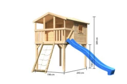 KARIBU Benjamin Stelzenhaus, Naturbelassen, Nordische Fichte, 198x244x309cm, Mit Rutsche Blau Und Netzrampe -Ausgewählte Geschäfte Für Garten- Und Outdoor-Produkte 30416 1 05.jpg