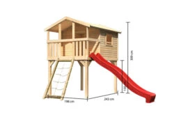 KARIBU Benjamin Stelzenhaus, Naturbelassen, Nordische Fichte, 198x244x309cm, Mit Rutsche Rot Und Netzrampe -Ausgewählte Geschäfte Für Garten- Und Outdoor-Produkte 30416 2 05.jpg