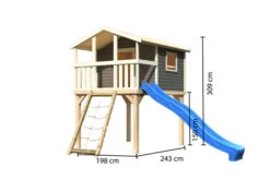 KARIBU Benjamin Stelzenhaus, Terragrau, Nordische Fichte, 198x244x309cm, Mit Rutsche Blau Und Netzrampe -Ausgewählte Geschäfte Für Garten- Und Outdoor-Produkte 30416 5 05.jpg