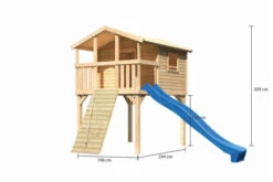 KARIBU Benjamin Stelzenhaus, Naturbelassen, Nordische Fichte, 198x244x309cm, Mit Rutsche Blau Und Holzrampe -Ausgewählte Geschäfte Für Garten- Und Outdoor-Produkte 30416 9 05.jpg