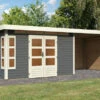 KARIBU Gartenhaus Kastorf 7, Terragrau, Fichtenholz 28mm, 702 X 244 X 222 Cm, Flachdach, Anbau 3,2m Mit Rück- Und Seitenwand -Ausgewählte Geschäfte Für Garten- Und Outdoor-Produkte 30469 4 01.jpg