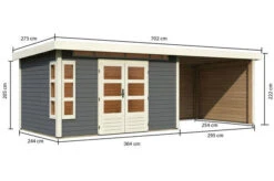 KARIBU Gartenhaus Kastorf 7, Terragrau, Fichtenholz 28mm, 702 X 244 X 222 Cm, Flachdach, Anbau 3,2m Mit Rück- Und Seitenwand -Ausgewählte Geschäfte Für Garten- Und Outdoor-Produkte 30469 4 05.jpg