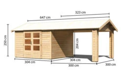 KARIBU Gartenhaus Theres 7, Naturbelassen, Fichtenholz 28mm, 648 X 304 X 250 Cm, Satteldach, Inkl. Dachausbauelement -Ausgewählte Geschäfte Für Garten- Und Outdoor-Produkte 30471 3 05.jpg