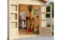KARIBU Gartenhaus Theres 3, Naturbelassen, Fichtenholz 28mm, 767 X 240 X 242 Cm, Satteldach, 2 Dachausbauelemente -Ausgewählte Geschäfte Für Garten- Und Outdoor-Produkte 30472 1 02.jpg