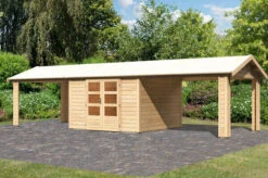 KARIBU Gartenhaus Theres 7, Naturbelassen, Fichtenholz 28mm, 947 X 304 X 250 Cm, Satteldach, 2 Dachausbauelemente -Ausgewählte Geschäfte Für Garten- Und Outdoor-Produkte 30472 3 02.jpg