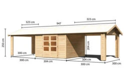 KARIBU Gartenhaus Theres 7, Naturbelassen, Fichtenholz 28mm, 947 X 304 X 250 Cm, Satteldach, 2 Dachausbauelemente -Ausgewählte Geschäfte Für Garten- Und Outdoor-Produkte 30472 3 05.jpg