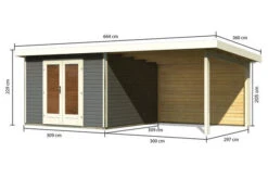 KARIBU Gartenhaus Radeburg 1, Terragrau, Fichtenholz 40mm, 664 X 309 X 229,5 Cm, Pultdach, Anbau 3,3m Mit Rückwand -Ausgewählte Geschäfte Für Garten- Und Outdoor-Produkte 30475 2 05.jpg