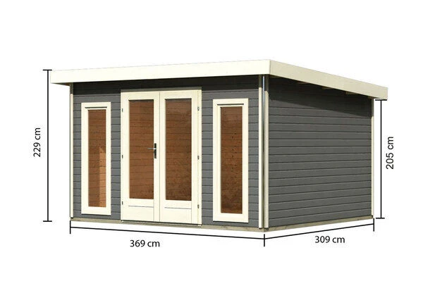 KARIBU Gartenhaus Radeburg 2, Terragrau, Fichtenholz 40mm, 406 X 309 X 229,5 Cm, Pultdach, Inkl. 2 Drehkippfenster 7 KARIBU Gartenhaus Radeburg 2, Terragrau, Fichtenholz 40mm, 406 X 309 X 229,5 Cm, Pultdach, Inkl. 2 Drehkippfenster – Bild 5