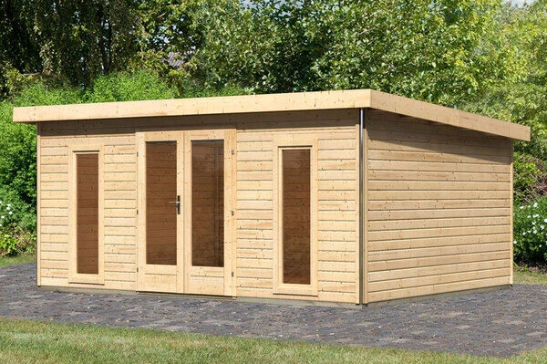 KARIBU Gartenhaus Radeburg 4, Naturbelassen, Fichtenholz 40mm, 528 X 368 X 231 Cm, Flachdach, Inkl. 2 Drehkippfenster 4 KARIBU Gartenhaus Radeburg 4, Naturbelassen, Fichtenholz 40mm, 528 X 368 X 231 Cm, Flachdach, Inkl. 2 Drehkippfenster – Bild 2