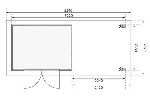 KARIBU Gartenhaus Askola 5, Terragrau, Fichtenholz 19mm, 554 X 246 X 211 Cm, Flachdach, Anbau 2,4m Mit Rückwand 8 KARIBU Gartenhaus Askola 5, Terragrau, Fichtenholz 19mm, 554 X 246 X 211 Cm, Flachdach, Anbau 2,4m Mit Rückwand – Bild 6