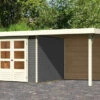 KARIBU Gartenhaus Askola 3,5, Terragrau, Fichtenholz 19mm, 491 X 246 X 211 Cm, Flachdach, Anbau 2,4m Mit Rückwand -Ausgewählte Geschäfte Für Garten- Und Outdoor-Produkte 30537 6 01.jpg