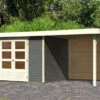 KARIBU Gartenhaus Askola 4, Terragrau, Fichtenholz 19mm, 554 X 217 X 211 Cm, Flachdach, Anbau 2,4m Mit Rückwand -Ausgewählte Geschäfte Für Garten- Und Outdoor-Produkte 30537 8 01.jpg