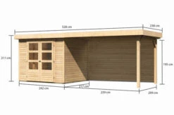 KARIBU Gartenhaus Askola 3, Naturbelassen, Fichtenholz 19mm, 528,5 X 217 X 211 Cm, Flachdach, Seitlicher Anbau 2,8m Mit Rückwand -Ausgewählte Geschäfte Für Garten- Und Outdoor-Produkte 30540 3 05.jpg