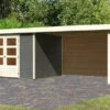 KARIBU Gartenhaus Askola5 , Terragrau, Fichtenholz 19mm, 591,5 X 246 X 211 Cm, Flachdach, Seitlicher Anbau 2,8m Mit Rück- Und Seitenwand -Ausgewählte Geschäfte Für Garten- Und Outdoor-Produkte 30541 2 01.jpg