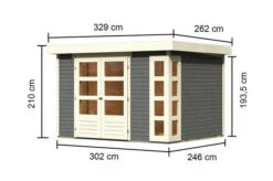 KARIBU Gartenhaus Kerko 5, Terragrau, Fichtenholz 19mm, 329 X 246 X 210 Cm, Flachdach, Doppelflügeltür -Ausgewählte Geschäfte Für Garten- Und Outdoor-Produkte 30542 2 05.jpg