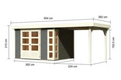 KARIBU Gartenhaus Kerko 5, Terragrau, Fichtenholz 19mm, 554 X 246 X 210 Cm, Flachdach, Anbau 2,4m -Ausgewählte Geschäfte Für Garten- Und Outdoor-Produkte 30543 2 05.jpg