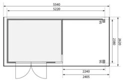 KARIBU Gartenhaus Kerko 5, Naturbelassen, Fichtenholz 19mm, 554 X 246 X 210 Cm, Flachdach, Anbau 2,4m Mit Rückwand -Ausgewählte Geschäfte Für Garten- Und Outdoor-Produkte 30544 5 06.jpg